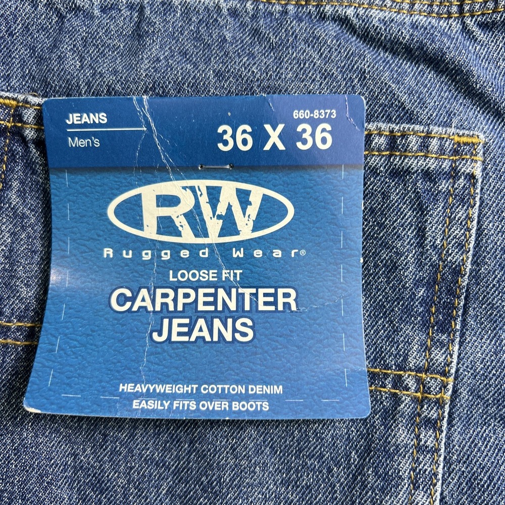 RW-Rugged Wear Loose Fit Carpenter Jeans Size 36x33 NWT - Picture 4 of 9